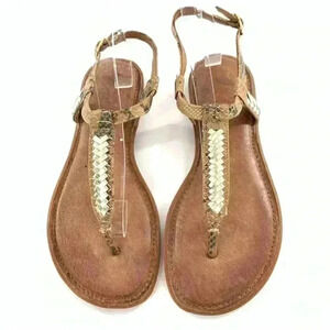 Nurture sandals size 10 Sphinx brown gold leather braided t-straps festival
